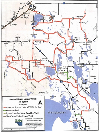ATV Trail Map - Alvwood & Squaw Lake, MN.